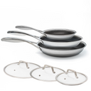 Set di padelle ibride Ø 20, 24 e 28 3 pezzi con coperchi